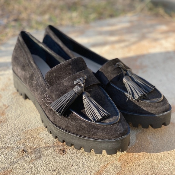 Via Spiga Giada lug sole tassel loafers black suede size 6 - Picture 1 of 10